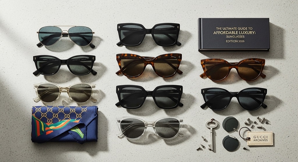 Authentic Gucci sunglasses packaging and logo verification details