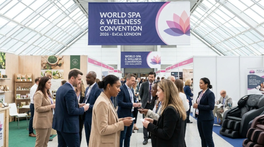 Wellness professionals networking at the World Spa and Wellness Convention 2026 at ExCeL London
