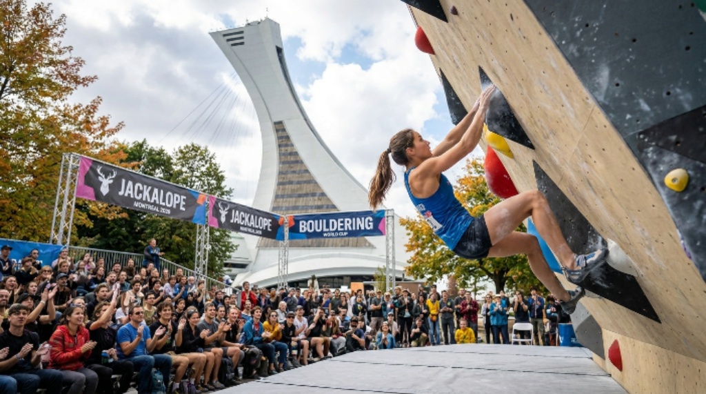 Athletes competing in bouldering at JACKALOPE Montreal September 2026