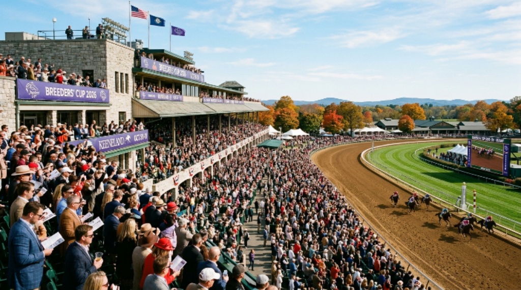 Keeneland Race Course grandstand during Breeders Cup 2026 on October 30
