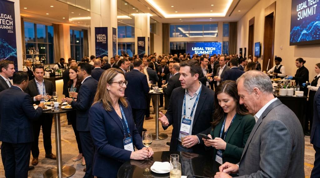 Legal professionals networking at a technology conference in Miami Beach